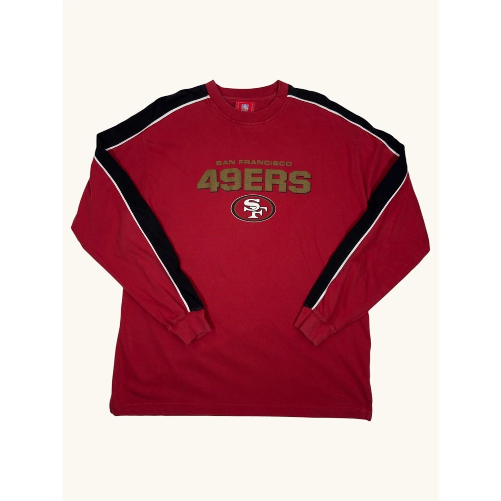 Vintage NFL San Francisco 49ers Long Sleeve Shirt Red Black Striped Mens XL